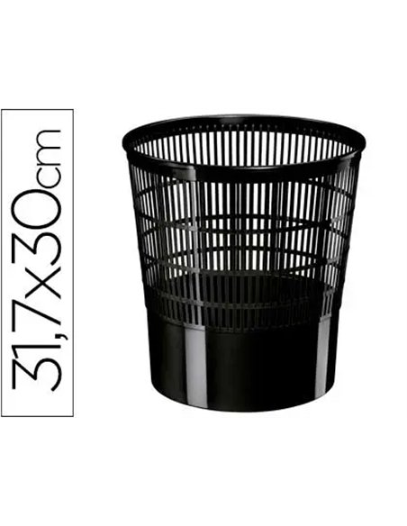 Corbeille à papier cep ajourée polypropylène 16l bonne stabilité hauteur 317mm diamètre 300mm noir.
