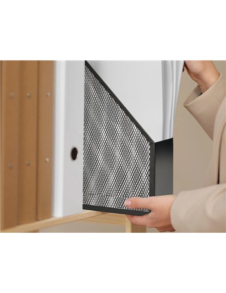 Porte-revues q-connect métal mesh maille métallique 250x79x289mm coloris noir.