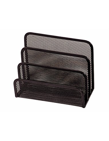 Trieur enveloppes q-connect métal mesh maille métallique 3 compartiments courrier 175x140x80mm coloris noir.