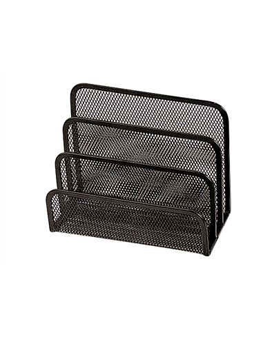 Trieur enveloppes q-connect métal mesh maille métallique 3 compartiments courrier 175x140x80mm coloris noir.