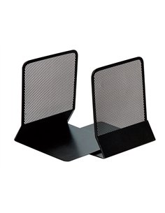 Serre-livres q-connect maille métallique excellent maintient documents jeu de 2 supports 135x152x165mm coloris noir.