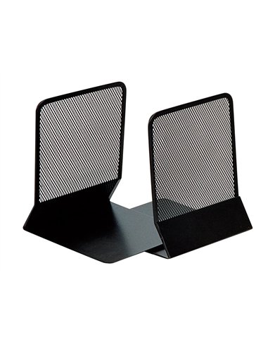Serre-livres q-connect maille métallique excellent maintient documents jeu de 2 supports 135x152x165mm coloris noir.
