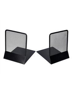 Serre-livres q-connect maille métallique excellent maintient documents jeu de 2 supports 135x152x165mm coloris noir. 2