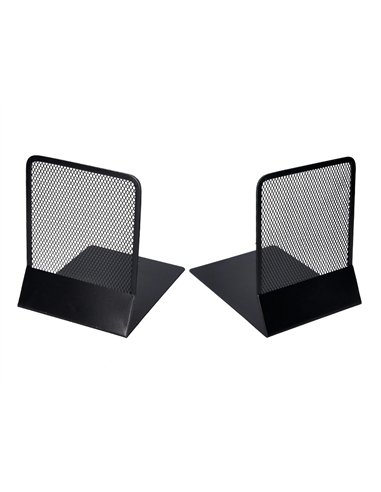 Serre-livres q-connect maille métallique excellent maintient documents jeu de 2 supports 135x152x165mm coloris noir.