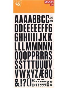 Lettres transférables Apli Super Black 24 mm - 86 caractères - Application facile - Haute qualité - Résistant à l'eau - Noir