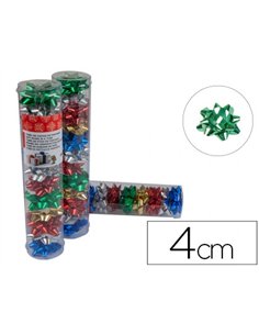 Étoile adhésive liderpapel fantaisie petit format largeur étoile 4cm tube de 12 unités coloris assortis.