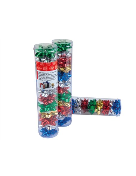 Étoile adhésive liderpapel fantaisie petit format largeur étoile 4cm tube de 12 unités coloris assortis.