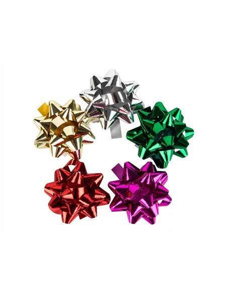 Étoile adhésive liderpapel fantaisie petit format largeur étoile 4cm tube de 12 unités coloris assortis.