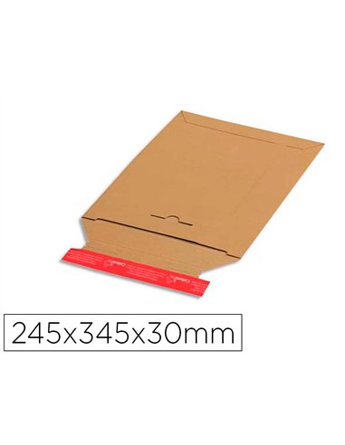 Pochette expedition colompac carton rigide brun bande adhesive 245x345x30mm.