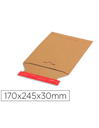 Pochette expedition colompac carton rigide brun bande adhesive 170x245x30mm.