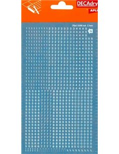 Numéros transférables - 2,5 mm - Faciles à appliquer - Résistants à l'eau - Blancs - 952 caractères