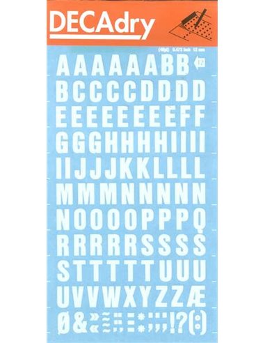 Lettres transférables blanches Apli 12 mm - Application facile - 117 caractères - Résistantes à l'eau - Blanc polyvalent