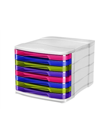 Module classement cep 8 tiroirs polystyrène antichoc mat et brillant multicolores amovibles 292x386x246mm 200f/tiroir.