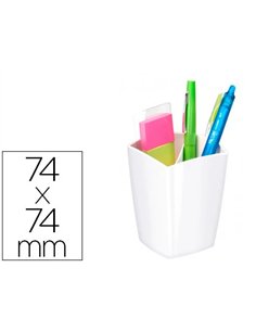 Pot à crayons cep riviera polystyrène antichoc très brillant design contemporain 32 crayons 74x74x95mm coloris blanc.