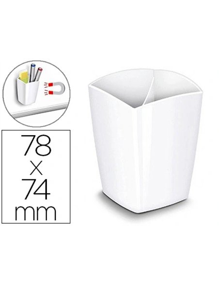 Pot à crayons magnétique cep gloss tonic 2 compartiments polystyrène antichoc bonne stabilité rectangulaire blanc.