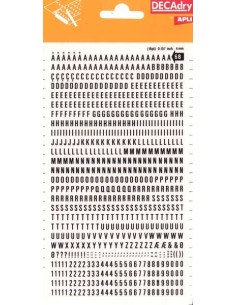 Lettres et chiffres transférables appliqués - Taille 4 mm - 792 caractères - Facile à appliquer et à retirer - Noir