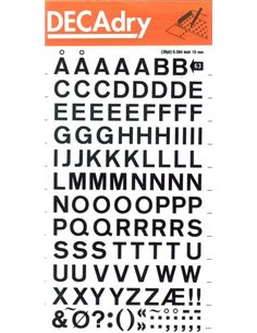 Lettres majuscules noires transférables Apli 10 mm - Application facile - 129 caractères - Résistantes à l'eau - Noires