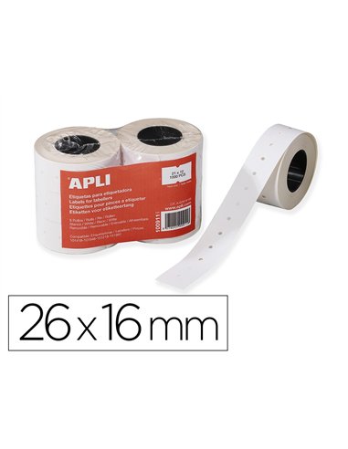 Étiquette adhésive apli agipa pour pince enlevable format 26x16mm coloris blanc rouleau 1000 unités lot de 6.