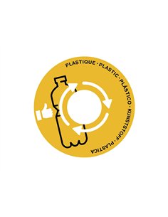 Couvercle cep tri selectif plastique adaptable sur maxi corbeille ouverture centrale coloris jaune.