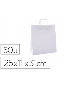 Sac kraft blanc apli 25x11x31cm paquet 50 unités.