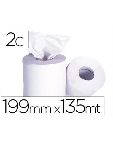 Essuie-mains q-connect 190mmx135m coloris blanc rouleau.