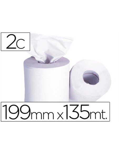 Essuie-mains q-connect 190mmx135m coloris blanc rouleau.