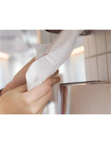 Essuie-mains q-connect 190mmx135m coloris blanc rouleau.