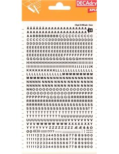 Lettres et chiffres transférables appliqués - Taille 3 mm - 795 caractères - Application et retrait faciles - Noir