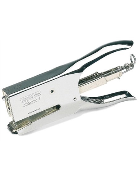 Pince à agrafer rapid classic k1 acier 85x25x182mm agrafes 26/6 ou 2 6/8 capacité 50f 2 6/8 coloris chrome.