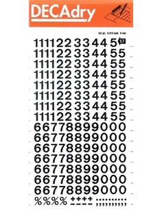 Numéros transférables Apli - 8 mm - Application facile - Noir intense - 204 caractères - Noir