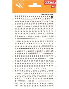 Lettres et chiffres transférables appliqués - 2,5 mm - 731 caractères - Application facile et excellente adhérence - Noir