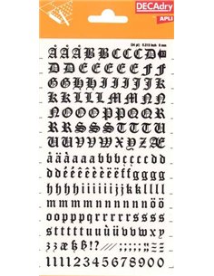 Lettres et chiffres transférables appliqués - 8 mm - Application facile - Noir intense - 199 caractères - Noir