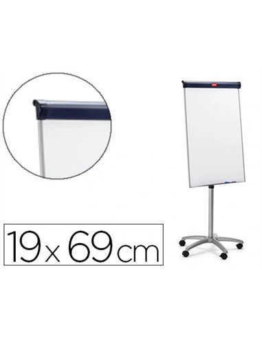 Chevalet conférence nobo barracuda mobile surface magnétique acier tableau effaçable 70x100cm 5 roulettes.