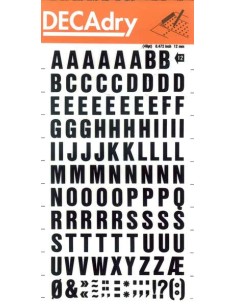 Lettres majuscules noires transférables Apli 12 mm - Application facile - 117 caractères - Résistantes à l'eau - Noires