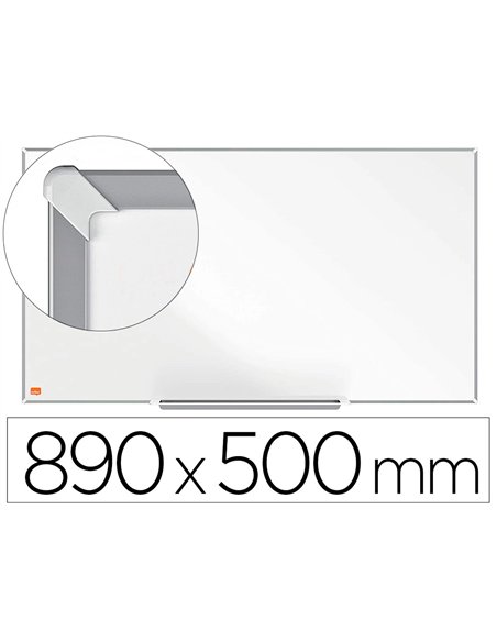 Tableau blanc nobo widescreen 40" emaille cadre mince systeme invisamount fixation masquee 89x50cm.