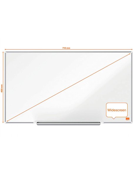 Tableau blanc nobo widescreen 40" emaille cadre mince systeme invisamount fixation masquee 89x50cm.