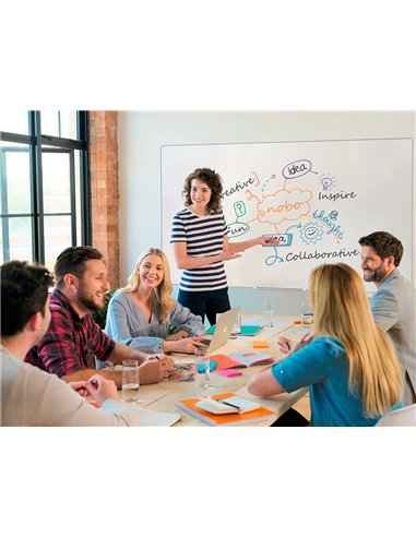 Tableau blanc nobo widescreen 40" emaille cadre mince systeme invisamount fixation masquee 89x50cm.