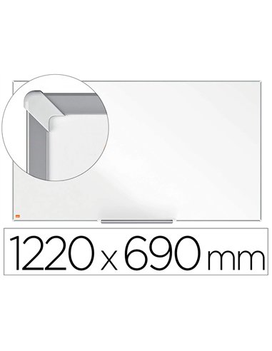 Tableau blanc nobo widescreen 55" emaille cadre mince systeme invisamount fixation masquee 122x69cm.