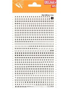 Lettres majuscules noires transférables Apli 2,5 mm 730 caractères