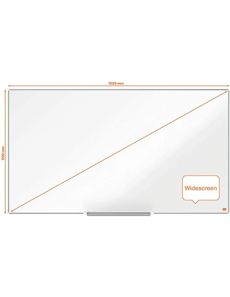 Tableau blanc nobo widescreen 55" emaille cadre mince systeme invisamount fixation masquee 122x69cm.