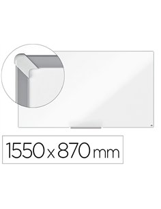 Tableau blanc nobo widescreen 70" emaille cadre mince systeme invisamount fixation masquee 155x87cm.