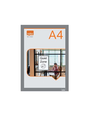 Porte-affiche nobo magnetique autocollant a4 cadre coloris gris.