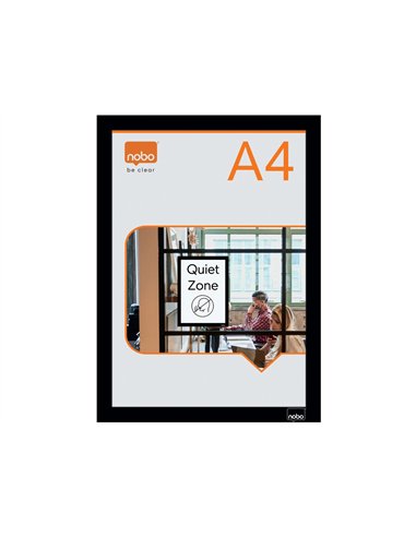 Porte-affiche nobo magnetique autocollant a4 cadre coloris noir.