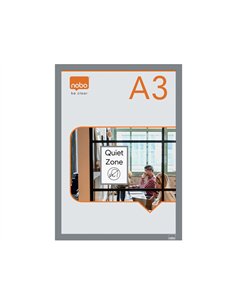 Porte-affiche nobo magnetique autocollant a3 cadre coloris gris.