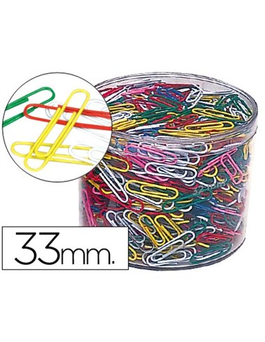 Trombone nickele liderpapel 33mm coloris assortis boite de 1000 unites.