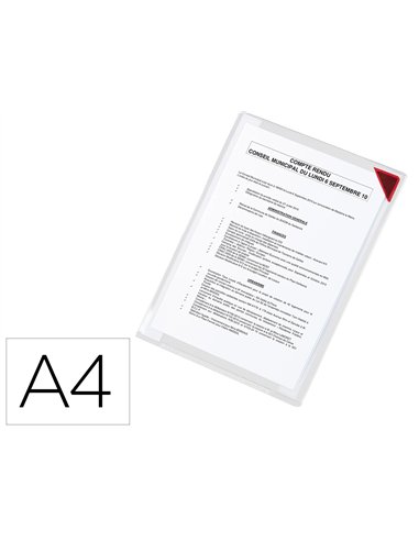 Poche tarifold kang à fermeture aimantée pvc transparent antireflets 20/100e a4 mural dos repositionnable sachet 5u.