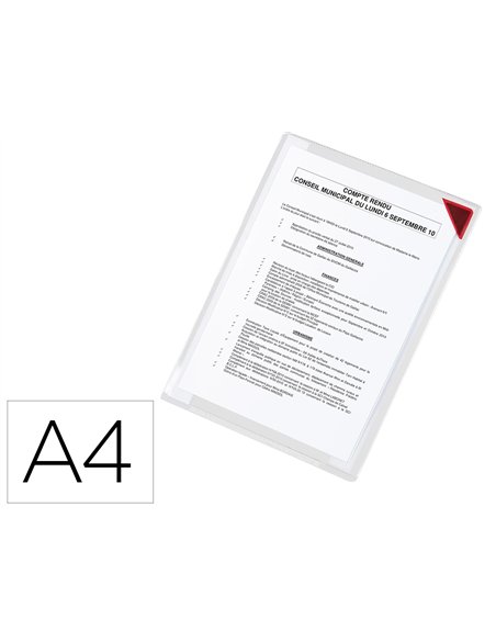 Poche tarifold kang à fermeture aimantée pvc transparent antireflets 20/100e a4 mural dos repositionnable sachet 5u.