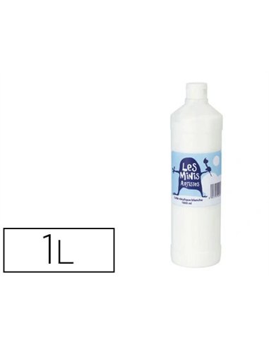 Colle vinylique les minis artistes usage scolaire idéale travaux manuels papier carton bois métaux bidon 1l.