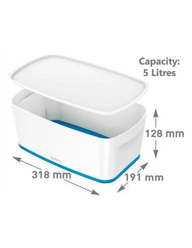 Bac rangement leitz mybox format a5 5l 318x128x3191mm blanc bleu.