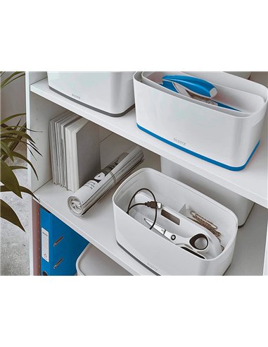 Bac rangement leitz mybox format a5 5l 318x128x3191mm blanc bleu.